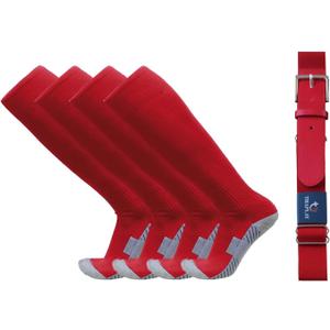 Thaplay Baseball/Softball Belt for Kids Boys Youth Men Women Adult (2 Pairs of Socks and Belt) With 2 Pairs Baseball socks (Red, M)
