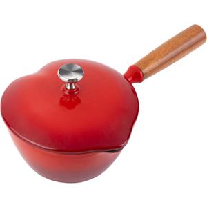 Mabeeze Heart-Shaped Enameled Cast Iron Saucepan with Lid  1-Quart Red Small Sauce Pot for All Cooktops  Durable, Nonstick Cookware for Milk, Soup, Pasta Sauce  Ideal Gift