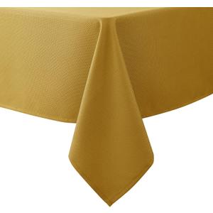 Biscaynebay Textured Fabric Rectangle Tablecloths 70x120 Inch, Gold Water Resistant Tablecloths for Dining, Kitchen, Wedding, Parties etc. Machine Washable