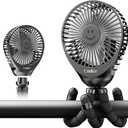 Stroller Fan Clip on for Baby, 30Hrs Removable Fan for Strollers and Car Seat, 3 Speeds Baby Stroller Fans, Rechargeable Portable Fans for Strollers with Flexible Tripod for Camping, Hiking and Beach