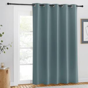 NICETOWN Blackout Greyish Blue Curtain for Living Room - Grommet Solid Thermal Insulated Sound Dampening Doorway Window Curtain Drape for Bedroom/Sliding Door (1 Panel, W66 x L84)