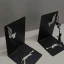 LumDecor Basketball Bookends Decorative Metal Book Ends for Shelves, Matte Black Iron Basketball Player & Hoop Design, Unique Book Holders and Stoppers for Office Decor