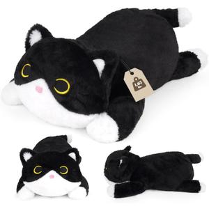 Weighted Cat Stuffed Animal,Cute Black and White Tuxedo Cat Plush Soft Weighted Plushies, Cuddleable Sensory Comfort Pillow for Kids Boys Girls Christmas Birthday Gift17in 1.6lbs (['17 inches (45 cm)'])