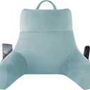 IPYNBAP Back Pillow for Bed Sitting up, Reading Pillow for Sitting in Bed Adult, Back Support Pillow, Memory Foam Sit up Lounge Backrest Pillow with Arms for TV, Couch, Chair, Dorm, 18 Inch, Lake Blue