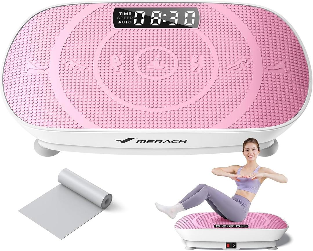 MERACH Vibration Plate Exercise Machine, Whole Body Workout Equipment for Women, Bluetooth and Silicone Pedal, Vibration Plate with Auto Mode, Vibrate Fitness Platform for Home