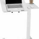 VEVOR Overbed Table, Mobile Bed Side Table with Flip Desktop and 4 Hidden Wheels, Height & Angle Adjustable Rolling Laptop Desk with Cup Holder, Portable Over Bed Desk for Home, Office, Study, White, 27.75 x 15.75 x inches