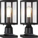 Outdoor Post Lights with Pier Mount Base, 2-Pack Modern Lamp Post Light Fixture Waterproof Pole Lights Outdoor Column Lights Exterior Post Lantern with Clear Glass for Garden Patio