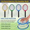 24 Pack Electric Fly Swatter Bug Zapper Racket Handheld, 4 Colors