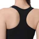 Ruched Sports Bra for Women Racerback V-Neck Workout Bras Padded Seamless Longline Yoga Bra (Large, Black)