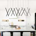 Modern Linear Chandelier Kitchen Island Lighting, Dimmable Modern LED Chandelier, 14-Lights Linear Pendant Light Fixtures 98W for Kitchen Dining Room Bar Foyer,Height Adjustable, 3000-6000K