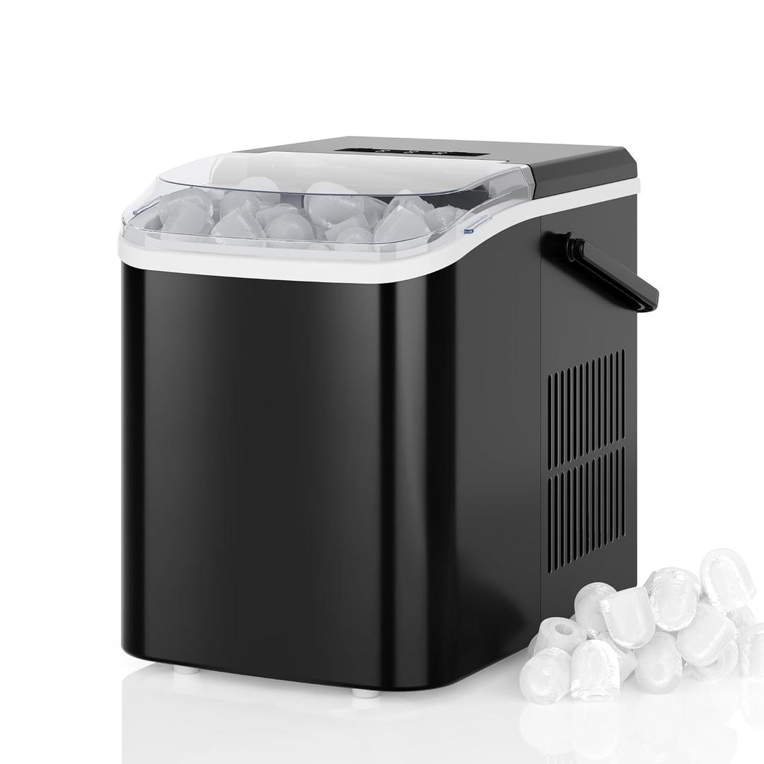 DUMOS Countertop Ice Maker with Handle, Portable Ice Machine for Home Black