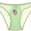JOINFUN Women's Sexy Cartoon Underwear Funny Letter Print Panties Naughty Thong Briefs (Medium, Green Peach)