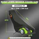 Push Lawn Mower Cover,Tear-resistant Oxford Cloth,Secure Drawstring,Handle | Waterproof Lawnmower Covers for outdoor,Walk Behind Mowers Storage Covers,Anti-UV Dustproof,Longevity Use,74x25x39 Inch
