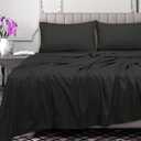 Royale Linens 300 Thread Count 100% Long Staple Combed Cotton Flat Sheet - Super Soft - Top Sheets - King Flat Sheet Sold Separately - Breathable, Cool & Crisp Percale Sheets Only (King, Black)