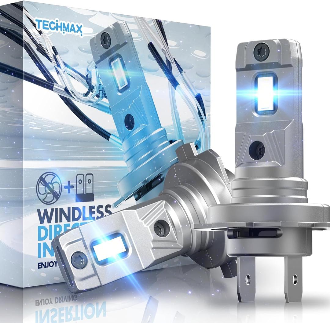 TECHMAX H7 Light Bulb, 6500K Xenon White 600% Extremely Bright No Adapter Required 1:1 Mini Size Fanless H7 Fog Light - Pack of 2