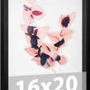 Califortree Large 16x20 Shadow Box Frame with Soft Linen Back - Jersey Frame Memory Display Case, 12 Push Pins Included, Black