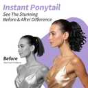 Black Ponytail Extension,9" Short Curly Wavy Claw Clip Pony tails Hair Extensions Natural Soft Synthetic Hairpiece for Women - Black Brown