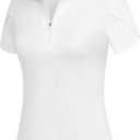 JACK SMITH Women's Golf Shirts Short Sleeve UPF50 Workout Tops for Women Moisture Wicking Dry fit Polo Shirt (XX-Large, White)