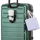 KYME 26 Inch Luggage TSA Approved Hard Shell Suitcases with Spinner Wheels Durable Medium Travel Checked Luggage with Cup Holder for Women Men Green