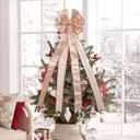 45 * 13Inch Christmas Tree Topper Bow Decoration, Giftable Large Glitter Tree Decoration Ornaments(Rose Gold)