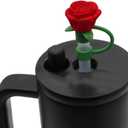 6 Pcs silicone straw covers with heart & rose design, reusable dust toppers for Stanley cups  perfect Mothers Day gift for mom, wife, sister, grandma, or stepmom.