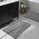 GRANNY SAYS Bathroom Rugs Sets 2 Piece,Soft Bath Mats for Bathroom, Bath Rugs Non Slip Washable, Absorbent Bath Rug for Tub, Shower and Toilet, Bath Mat Set (Grey, 20" x 32" + 16" x 24")
