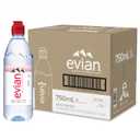 evian Natural Spring Water, 750 ml (25.36 fluid ounce) Water Bottle with Sports Cap, 12 Pack 09/11/2026
