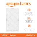 Amazon Basics 16x25x1 Air Filter 6-Pack, MERV 11 Electrostatic AC Furnace Filters for Allergies, Captures Dust and Pollen (Actual Size: 15.75" x 24.75" x 0.75")