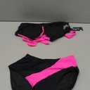 SEAFORM Women Bikini Set Color Block Two-Piece Swimsuit High Waist Tummy Control V-Neck Quickly Dry Beachwear, S