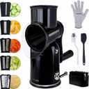 Rotary Cheese Grater with Handle, 5-Blade Cheese Shredder, BPA-Free (Black)