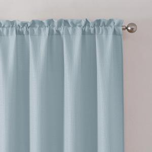 Chyhomenyc Bennet Aqua with Greenish Tone Curtains 45 Inch Length 2 Panels, Faux Linen Textured Light Filtering Soft Airy Rod Pocket Window Treatment Drapes for Living Room Bedroom, Each 30" Wx45 L