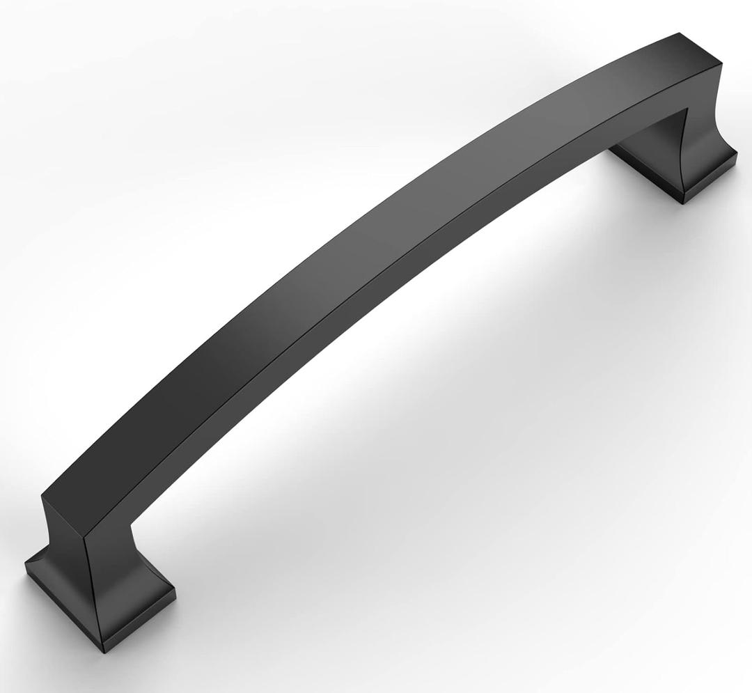 Amerdeco 10 Pack Matte Black 5 Inch(128mm) Hole Centers Kitchen Cabinet Pulls Cabinet Hardware Kitchen Handles for Cabinets Cupboard Handles Drawer Pulls ZH0009MB
