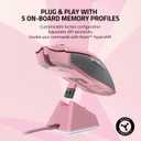 Razer Viper Ultimate Lightweight Wireless Gaming Mouse & RGB Charging Dock: Hyperspeed Wireless Technology - 20K DPI Optical Sensor - 78g - Optical Mouse Switch - 70 Hr Battery - Quartz Pink