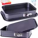 Kenond Large Springform Cake Pan, 14 x 11-Inch Rectangle Cheesecake Pan, Tiramisu Bakeware with 50Pcs Wax Paper, 3Pcs Spatula Set, Non-Stick Baking Pan Mold Leakproof