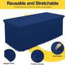 Smiry Spandex Tablecloth, Elastic Fitted Stretch Tablecloth for 6FT Rectangle Tables, Waterproof Washable Table Cover Skirt for Outdoor, Wedding, Banquet & Parties (Navy, 72Lx30Wx30H Inch)