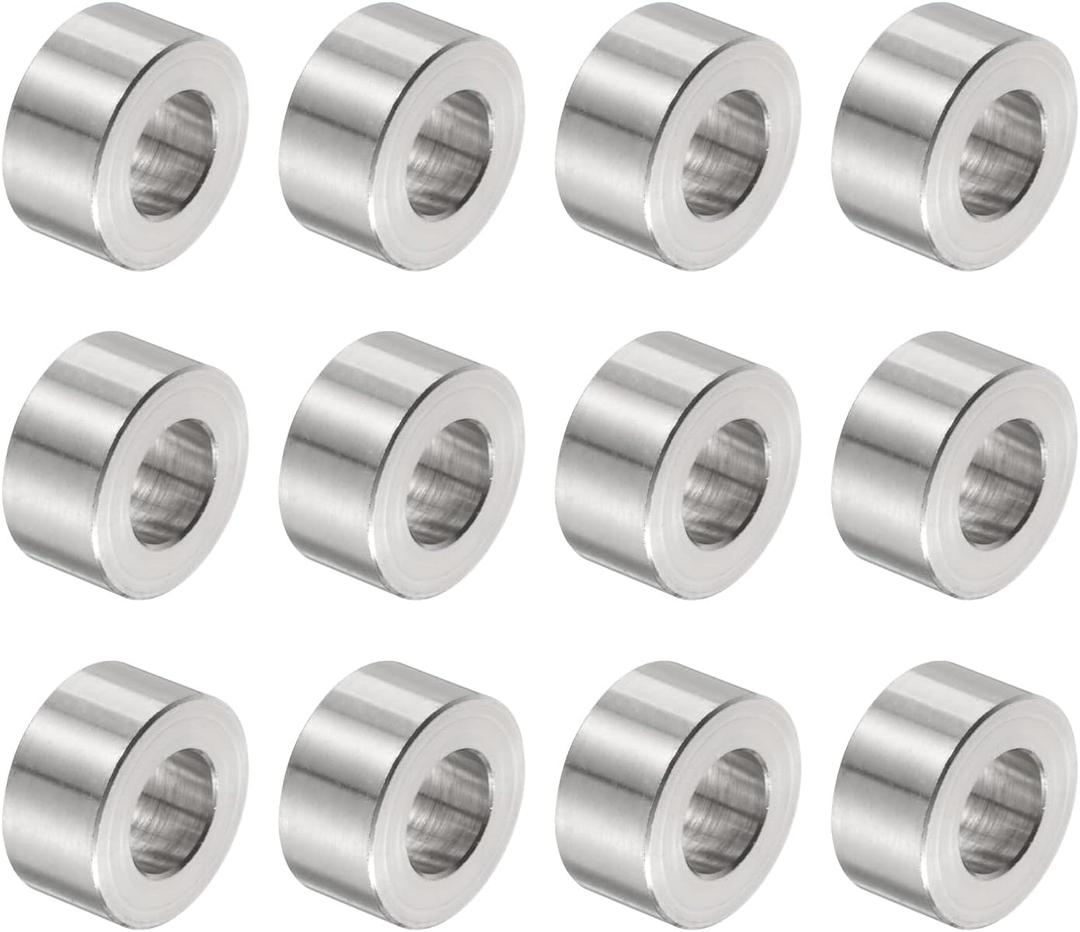 uxcell 12pcs Stainless Steel Spacer 10.5mm Bore x 20mm OD x 10mm Length Screw Bushing Plain Finish Round Metal Spacer for M10 Screws Bolts and Rods