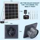 Solar Exhaust Fan with 25W Solar Panel, 6" Solar Powered Vent Fan for Chicken Coop, Greenhouse & Shed, 385 CFM Ventilation Fan with Anti-Backflow Valve, Quiet Brushless Outdoor Cooling