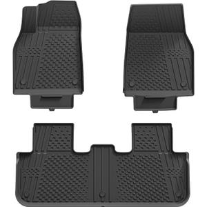 3W Floor Mats Compatible for Tesla New Model Y 2025 2026 Juniper(Not for Standard), TPE All Weather Custom Fit Floor Liner for Model Y, 1st & 2nd Row Set Car Mats, Black