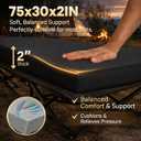 Camping Cot Pad, Pad Only 2 Inch Memory Foam,Camping Pad for Folding Cot and Foldable Cot, Portable Roll Up Camp Gear for Car Camping Travel Tent, Non-Slip Waterproof Bottom, Removable Cover, Dark Green, COT (75*30*2)