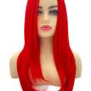 Red Wigs Long Straight Wig for Women Side Part Natural Looking Halloween Cosplay Costume Synthetic Fiber Heat Resistant Replacement Wig 22 inch