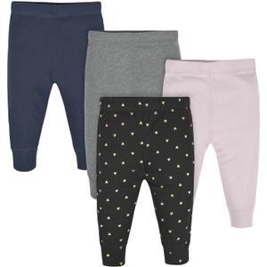 Gerber Baby Girls Multi-Pack Active Pants Set, Hearts, 3-6 Months