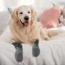 2 Pack 1 Set Dog Socks Anti-Slip Knit Dog Paw Protector Waterproof Dog Booties for Indoor Outdoor Wear-L