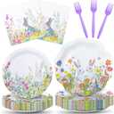 YY 200 Easter Party Paper Plates Disposable Dinnerware Set Serve 50 Dinner Plates Napkins with Forks