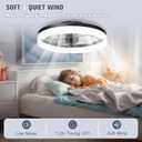 VOLISUN Low Profile Ceiling Fans with Lights and Remote, Fandelier Ceiling Fan Flush Mount, 3000K-6500K Smart Bladeless LED Fan Light, Black Modern Ceiling Fans with Lights for Bedroom