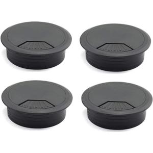 4pcs 2 inch Desk Wire Cord Cable Grommets Hole Cover for Office PC Desk Cable Cord Organizer Plastic Cover Black (Black-4Pcs)