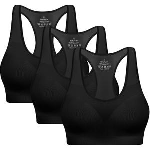 Racerback Sports Bras for Women with Pads - High Impact Athletic Tank Tops for Yoga and Workout Brassieres Bra (Black, XL)