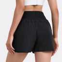 Women's Quick-Dry Running Shorts Athletic High Waisted Shorts for Women with Zipper Pockets Elastic Shorts (Black, S)