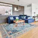 QBSM Washable Area Rug, 6x9, Living/Dining/Bedroom/Kitchen Carpet, Non-Slip, Soft, Vintage Throw, Blue/Multi/Red