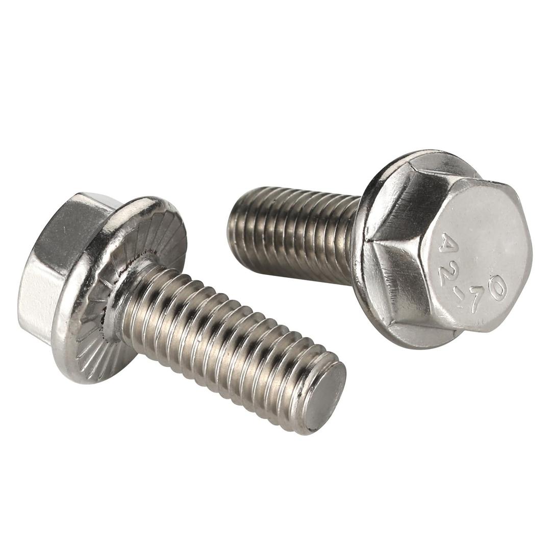 1/4-20 x 1 Flanged Hex Head Bolts Flange Hexagon Screws, Stainless Steel A2, DIN 6921, 25 PCS (Silver)