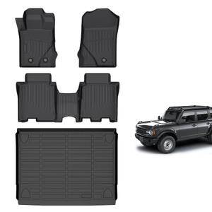 for Ford Bronco 4 Door Floor Mats 2021 2022 2023 2024 2025 2026(Not for Sport & 2 Door Models), TPE All Weather Custom Car Floor Mat Cargo Trunk Liner Set for Ford Bronco 4 Door Accessories 2021-2026